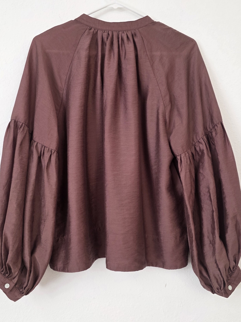 Madewell Brown Balloon-Sleeve Peasant Blouse Size L